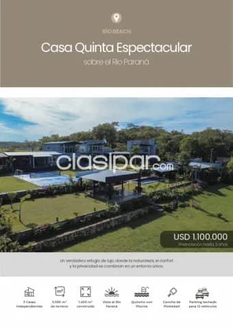 Encarnación s/ rio paraná: Unica!- 5.500 m2, importante casa quinta, 1.100.000 usd, foto 2