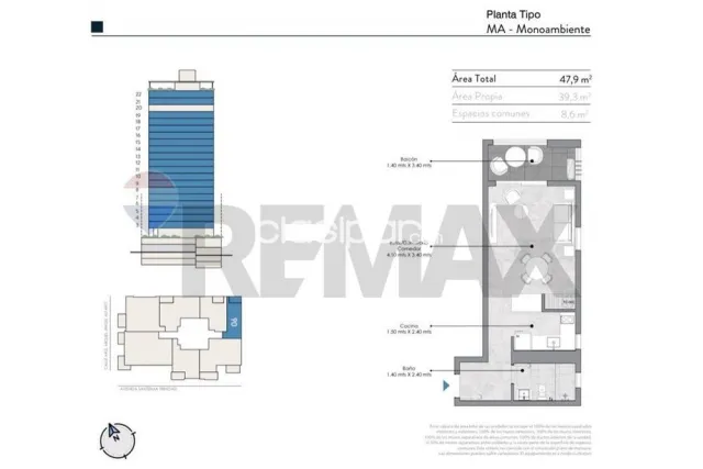 Asunción, Mburucuya - Departamento monoambiente de 39.30m2, foto 3