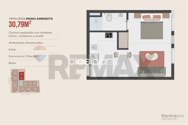 Asunción, Recoleta - Departamentos monoambientes de 30m2 en VENIRE 568, foto 3