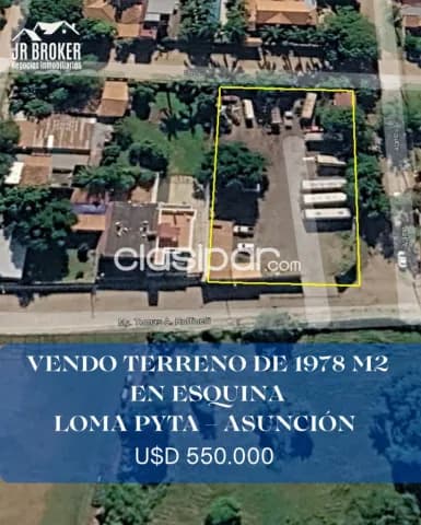 Terreno de 1978 m2 en esquina en loma pyta – Asunción cod v0256, foto 2