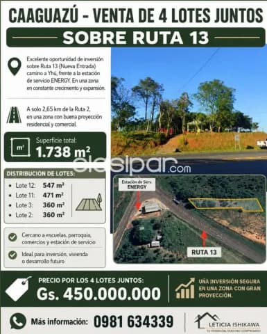 Caaguazú - venta de 4 lotes juntos sobre ruta 13, foto 4