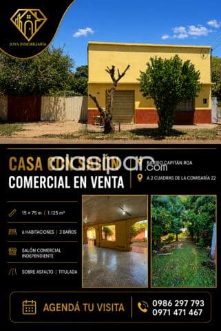 Casa con salón comercial en venta - cnel. Oviedo