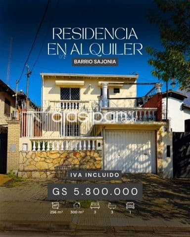 Amplia casa 3 dormitorios en sajonia asuncion