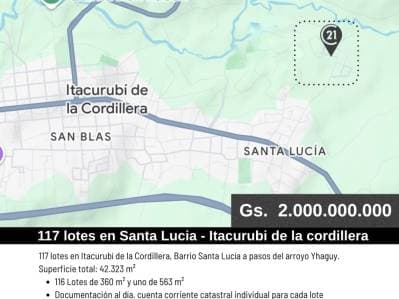 117 lotes en el mismo fraccionamiento – ITACURUBÍ DE LA CORDILLERA – 42.323 M²