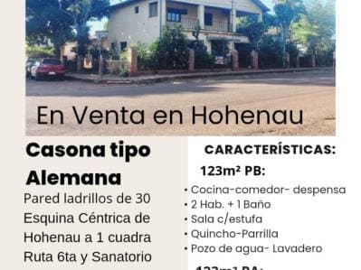 Casona en centro de hohenau