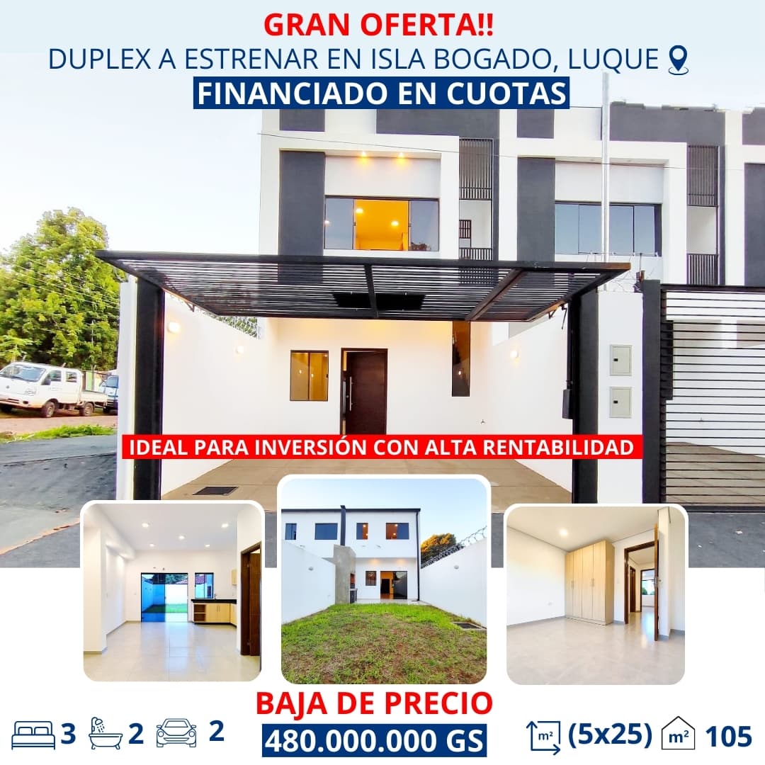 Vendo Duplex a estrenar. EN ISLA BOGADO Luque
