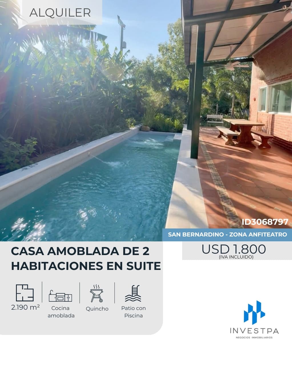 Casa en alquiler amoblado en San Bernardino