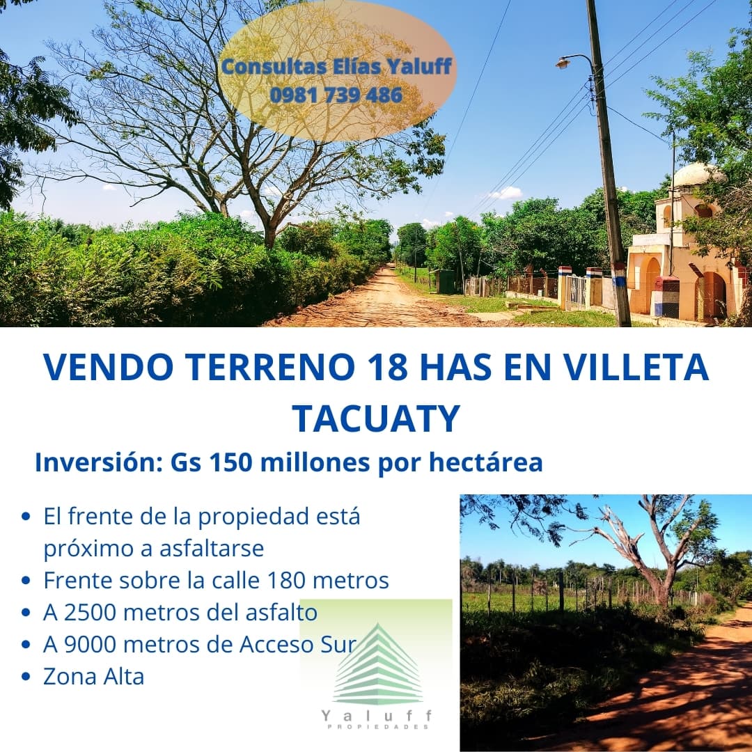 Terreno 18 Has En Villeta Tacuaty