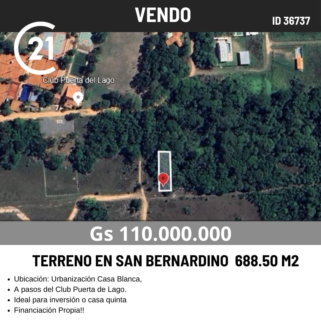 Vendo Terreno En La Urbanización Casa Blanca San Bernardino