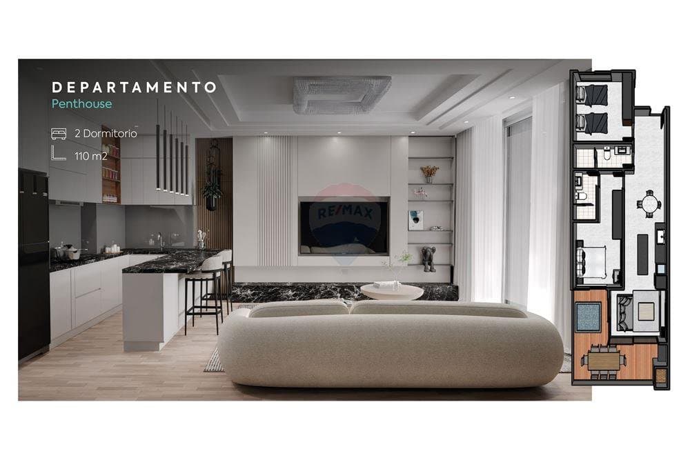 Penthouse de 2 habitaciones con jacuzzi en cde km8