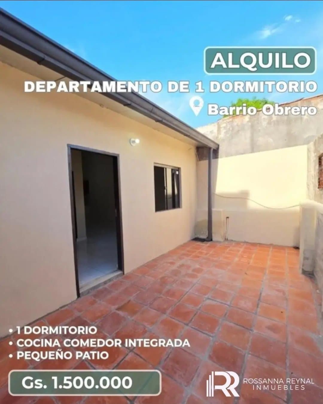 Alquilo deparatamento de 1 dormitorio en barrio obrero