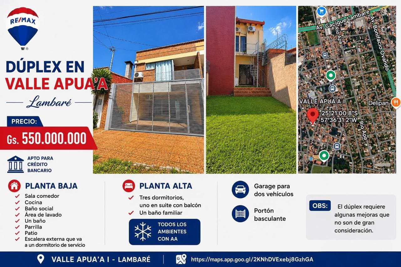 Vendo duplex -lambare vqlle apua'a