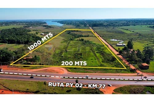 20 hectáreas sobre Ruta 2 Juan E O’Leary Alto Paraná