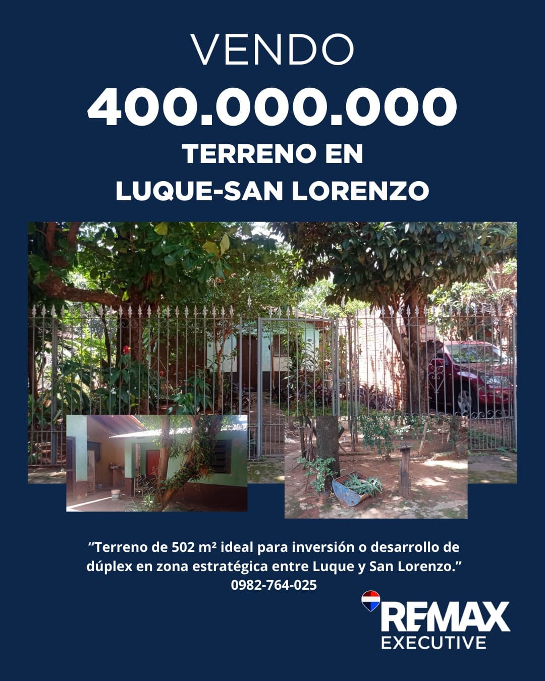 ¡oportunidad! Terreno en venta en Luque – zona molino