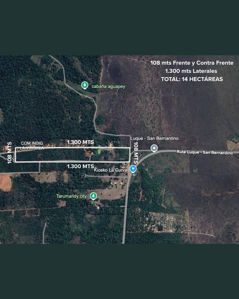 En venta14 hectáreas a 100mts de la ruta Luque-San Bernardino