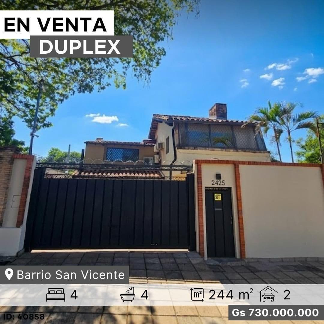 VENDO DÚPLEX – Barrio San Vicente (Asunción)