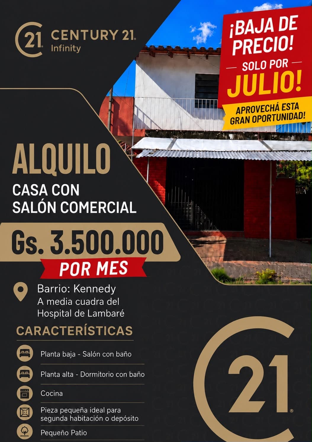 ???????? Alquiler – casa con salón comercial en barrio kennedy lambare