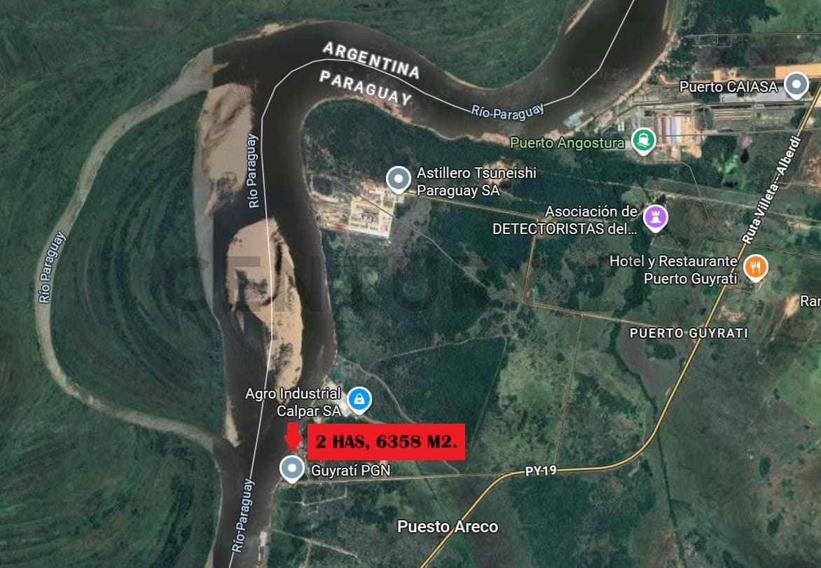 Vendo terreno portuario industrial sobre el rio paraguay en villeta