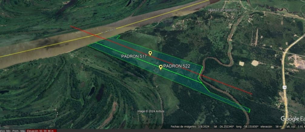 Oportunidad! Terreno Sobre El Río Paraguay, 117 ha, Villa Franca, ñeembucu
