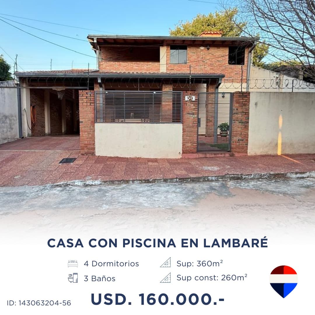 Casa con piscina en Lambaré