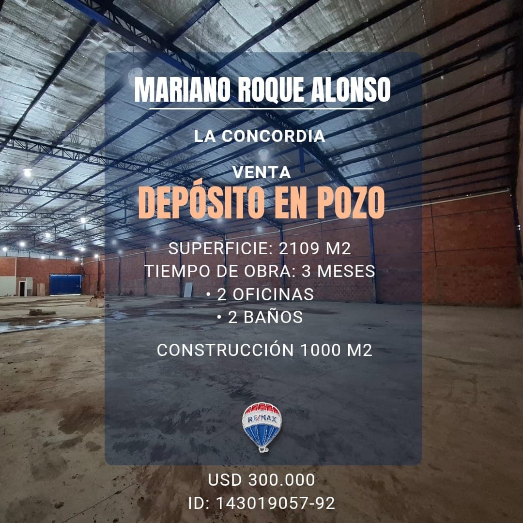 Vendo deposito en pozo en Mariano Roque Alonso