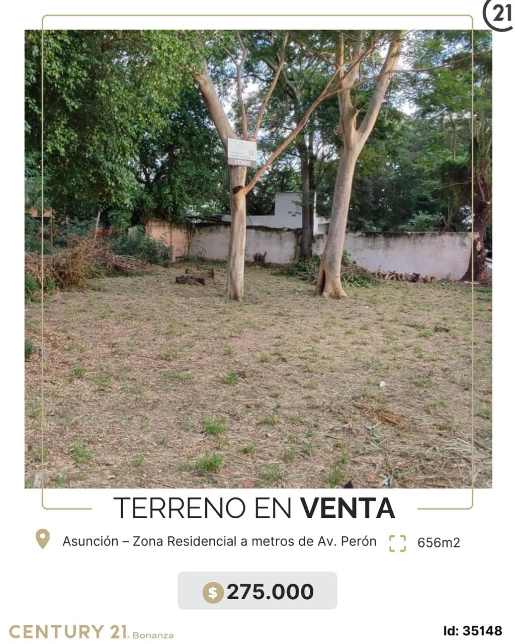 Vendo Terreno en Asunción – Zona Residencial a metros de Av. Perón