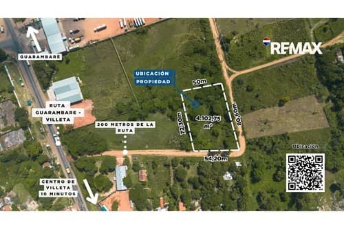 Terreno en venta a 200 metros de la ruta en Villeta