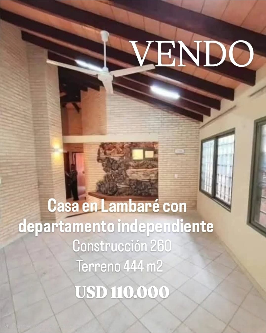 Vendo casa en lambare con depratamento independiente