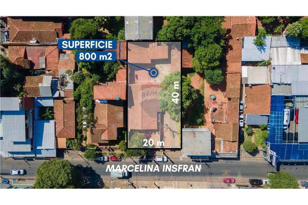 En venta terreno de 800m2 en el centro de San Lorenzo, sobre Marcelina Insfrán, ideal para local comercial