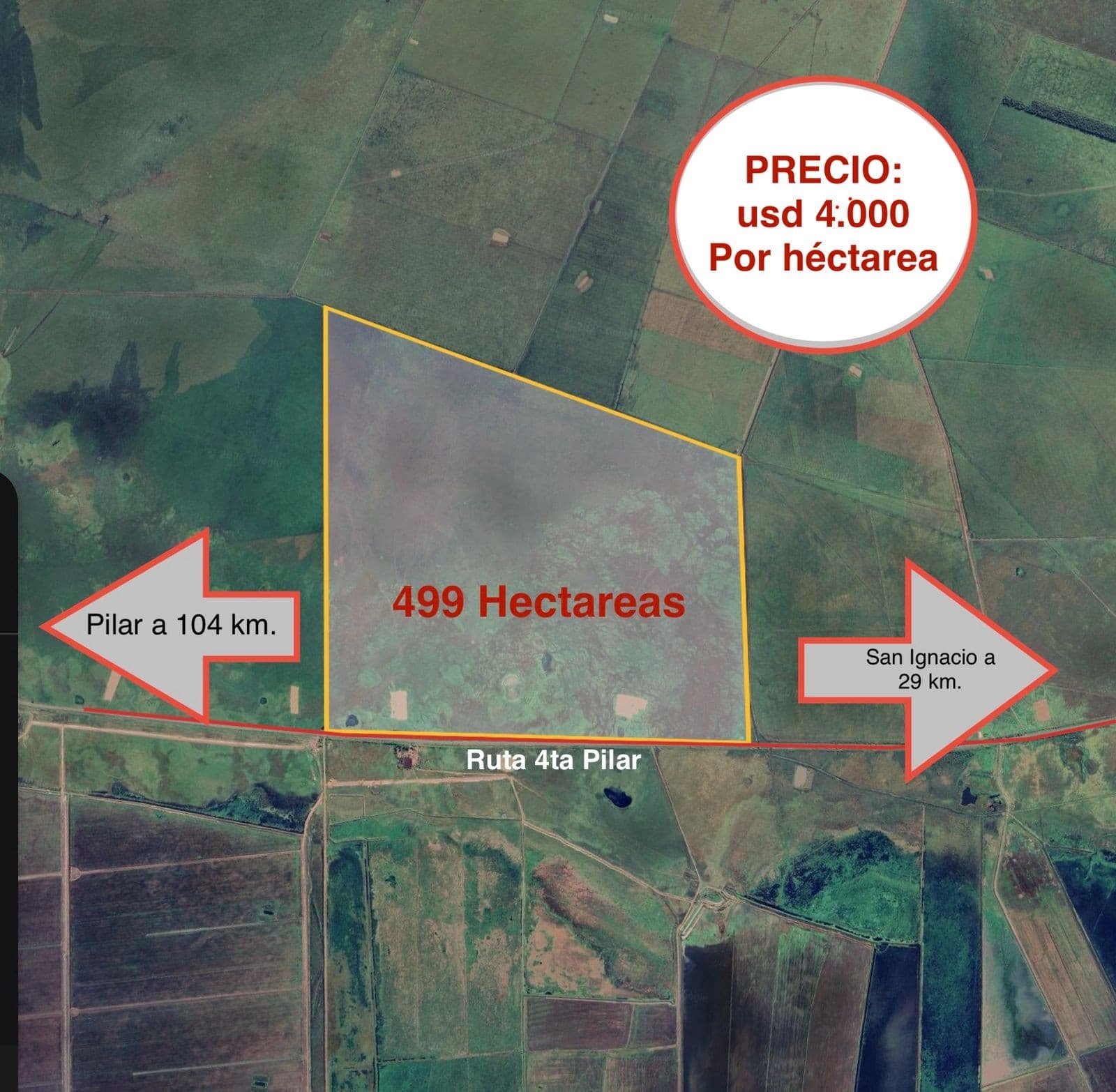 Vendo propiedad sobre Ruta 4ta San Ignacio - Pilar