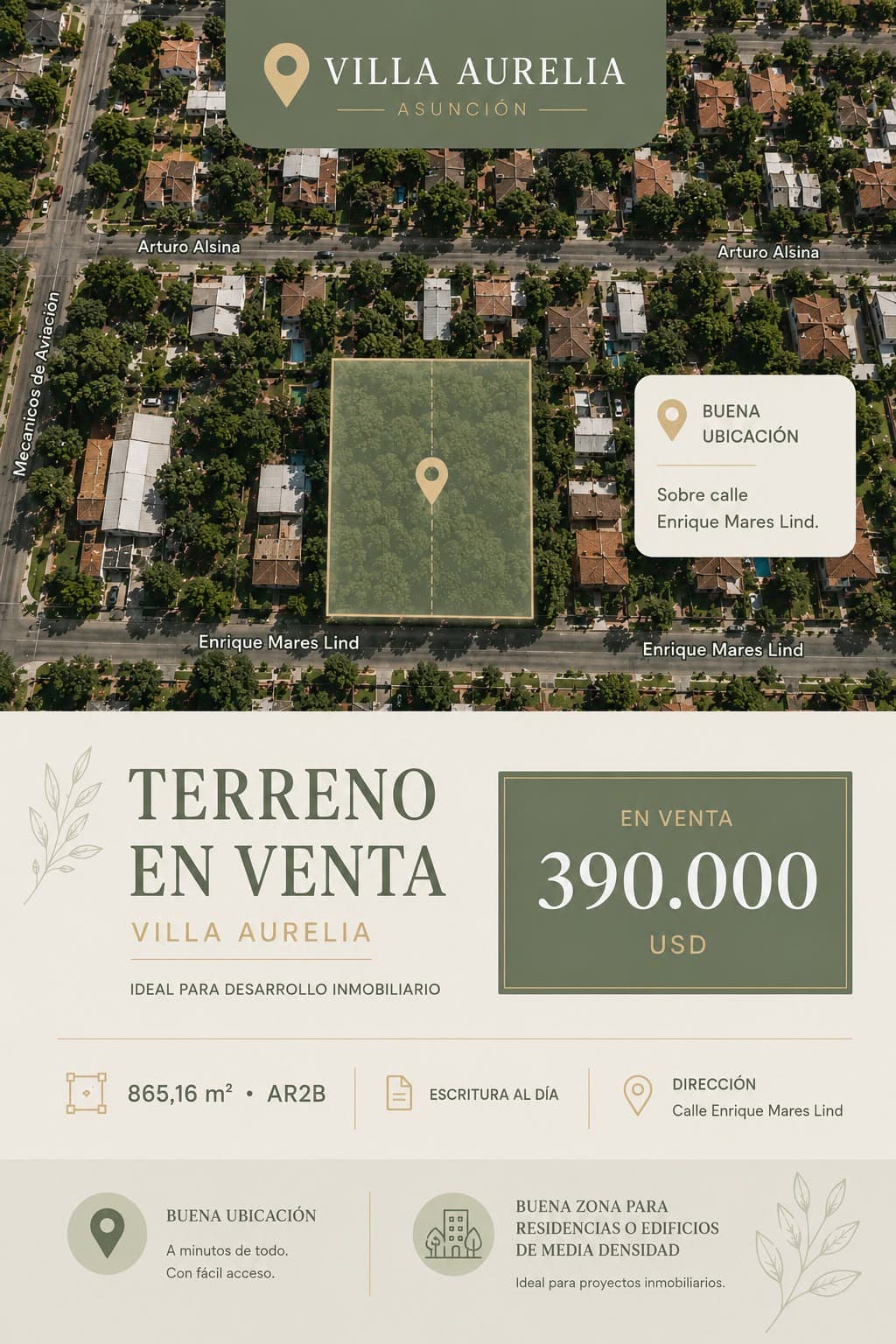 Terreno en villa aurelia