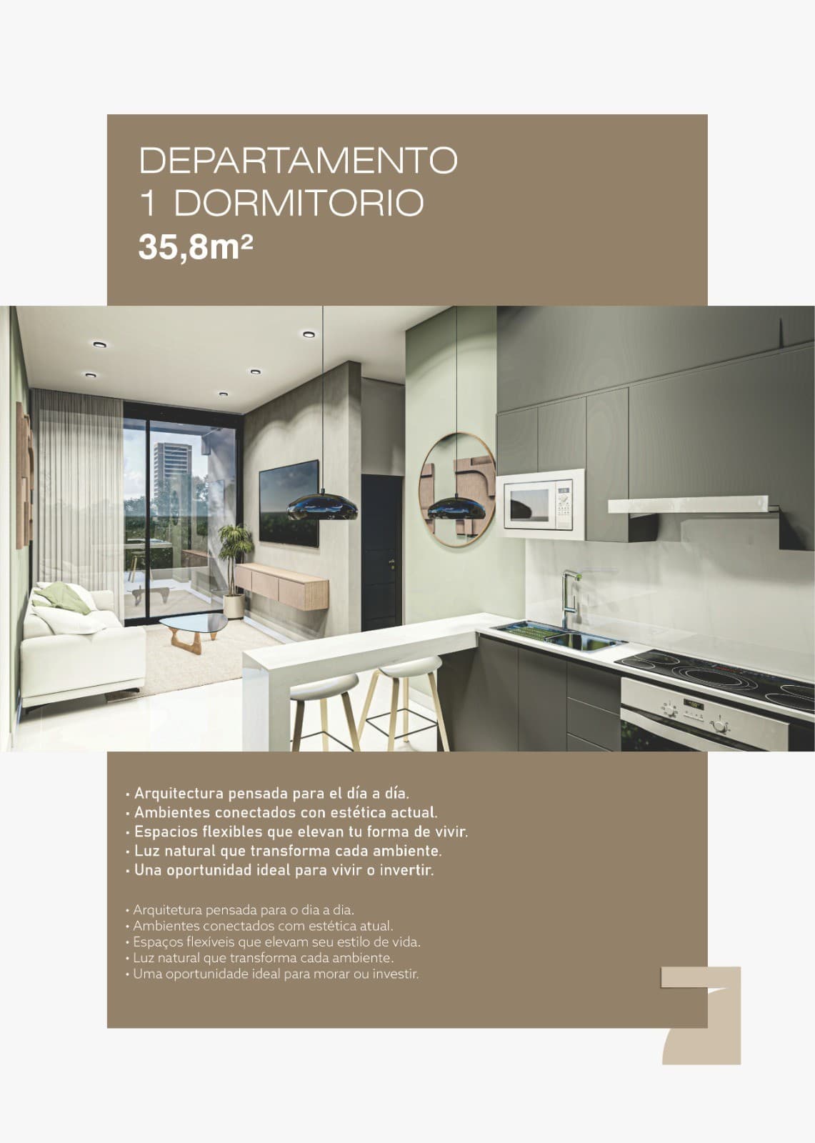 Vendo ultima unidad de 2 dormitorios con cochera incluida proyecto edificio septimo