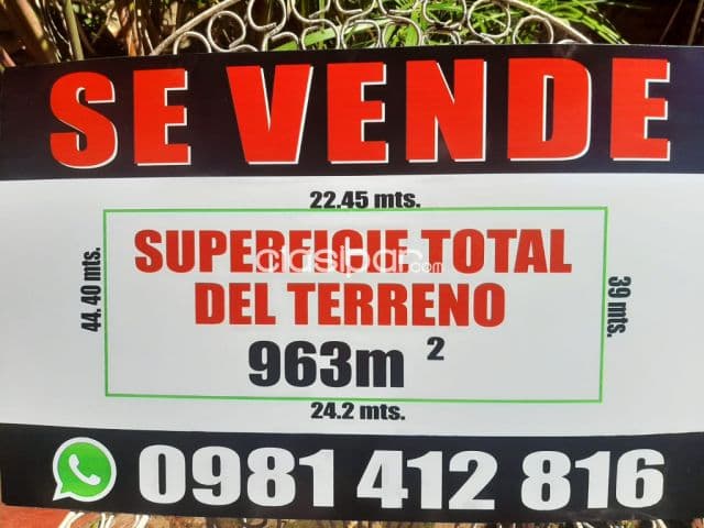 Terreno de 963 m2 en j.a.saldivar - dpto. Central