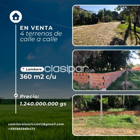 terreno en lambare 4 lotes