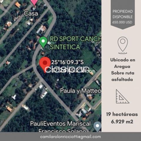 Terreno en venta en isla valle aregua