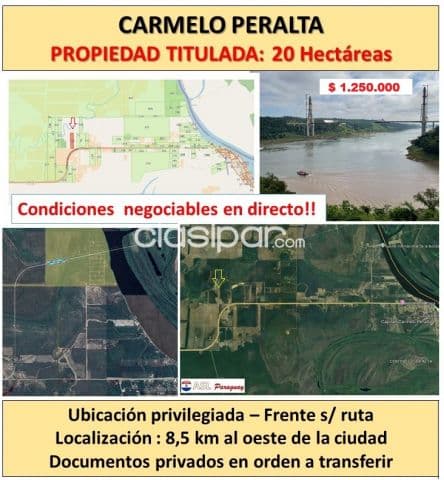 Carmelo paralta - importante inmueble privado - superficie 20 hectareas