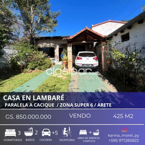 casa en Lambaré paralela a Cacique todo en planta baja