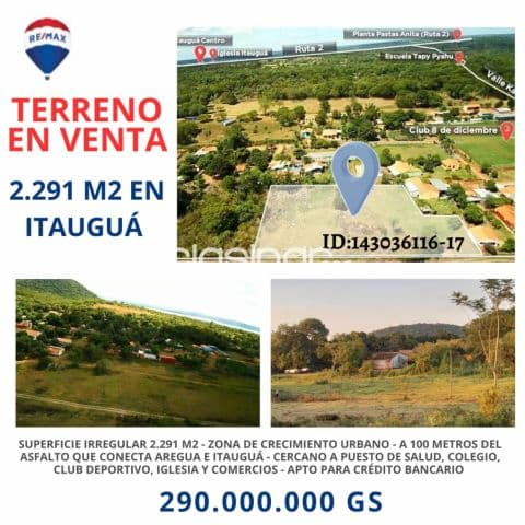 Venta- terrenos 2291m2- valle kare, itaugua