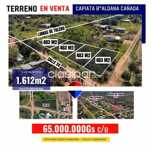 terreno 1612 m2 Capiatá, Aldana Cañada