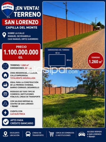 hermoso terreno con excelente ubicación en la ciudad de San Lorenzo